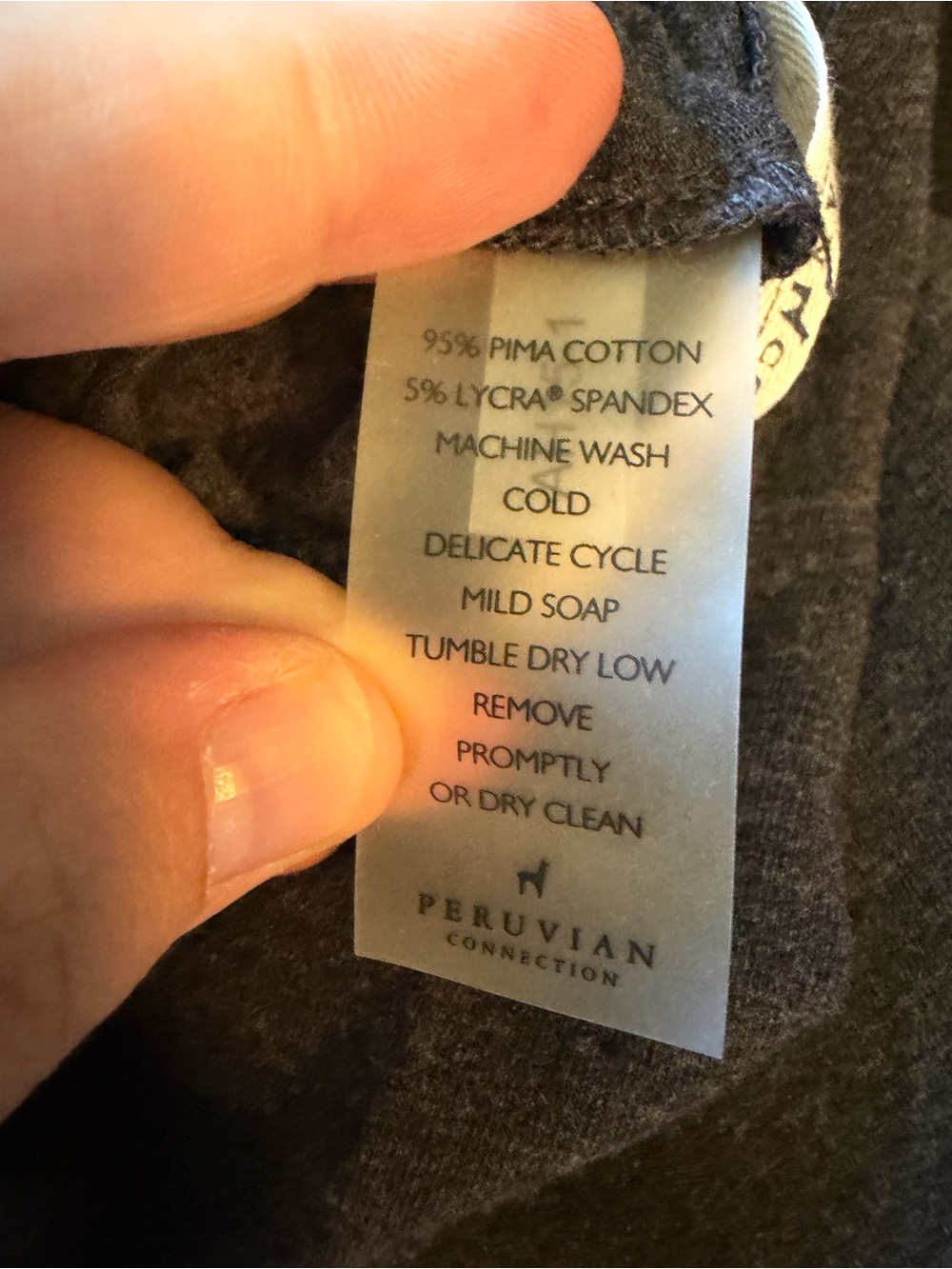 Peruvian Connection Charcoal Color Pima Cotton Leggings – Size M Style: АН15-1 - Picture 5 of 6